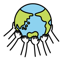 シンプルな人間のアイコンシリーズ,地球を支える手