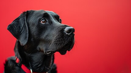 Obraz premium Close-up portrait of a yellow Labrador Retriever on a neutral background.
