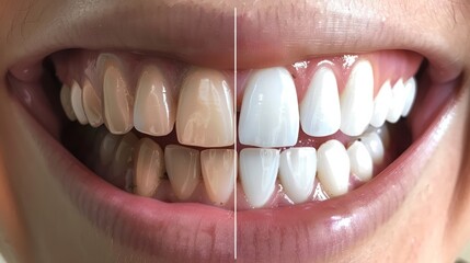 Obraz premium before and after teeth whitening transformation generative ai