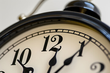 Classic Alarm Clock Ringing, Emphasizing Time Awareness and Urgency in a Close-Up Shot