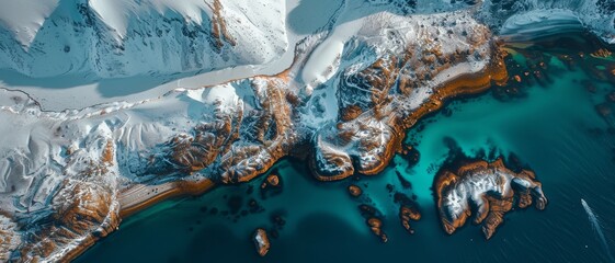 Fototapeta premium Aerial View of a Blue Ice Hole in Antarctica, To showcase the breathtaking and mysterious beauty of polar landscapes
