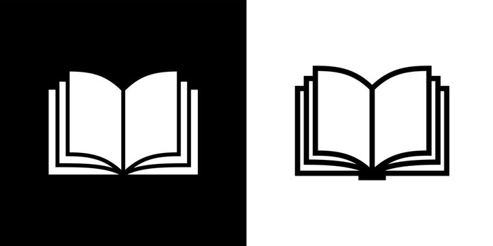 Set of open book icons. Symbol of knowledge and library. Pictogram of study, literature or science.