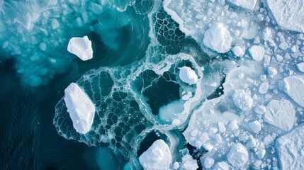 Aerial View of a Blue Ice Hole in Antarctica, To showcase the breathtaking and mysterious beauty of polar landscapes