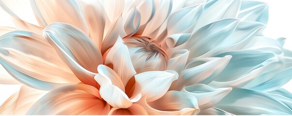Obraz premium A close-up view of a delicate flower with soft pastel colors showcasing its intricate petals in an abstract style.