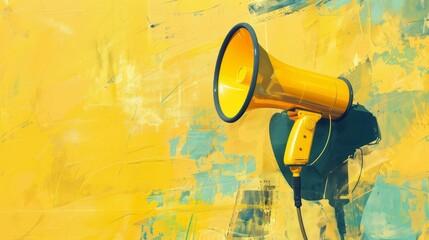 vibrant yellow megaphone on matching background bold advertising and promotion symbol digital painting