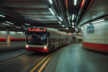 Fototapeta premium Bus and underground traffic at night