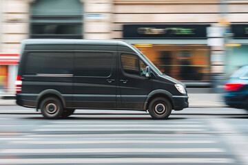 Van driving in the city