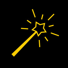Magic wand icon. Attribute of a wizard or fairy. Item for spell, magic or witchcraft.