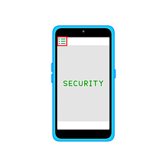 メニューアイコンとSECURITYが表示されたスマートフォン