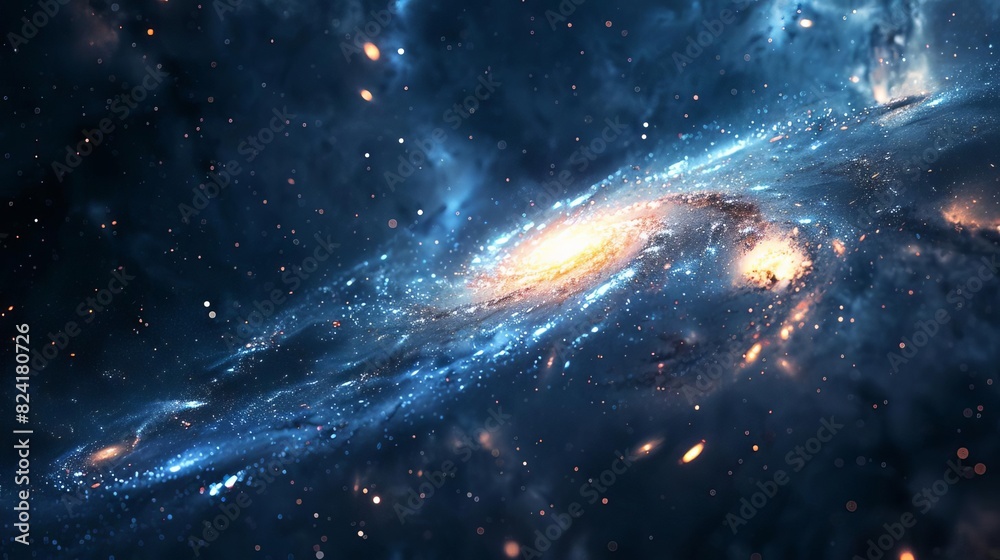 Wall mural illustrate a depiction of dark matter as a mysterious, invisible force interacting with visible gala