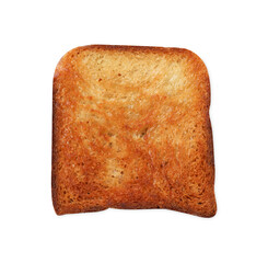 One piece of fresh toast bread isolated on white, top view
