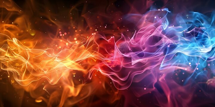 Closeup of colorful quarks exchanging force carrier particle in strong interaction. Concept Particle Physics, Strong Interaction, Quarks, Force Carrier, Colorful Quarks