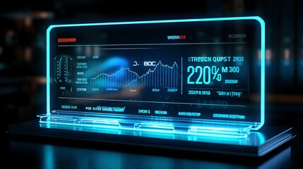 Obraz premium high-tech trading floor with transparent displays showing real-time market data. Generative AI