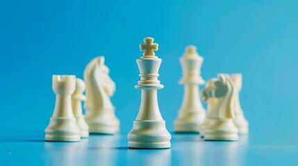 illustration chess on clean blue background