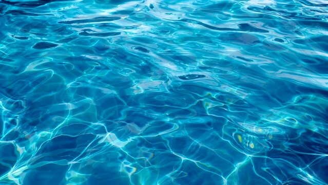blue water flow background on swimming pool for summer concept video looping background 