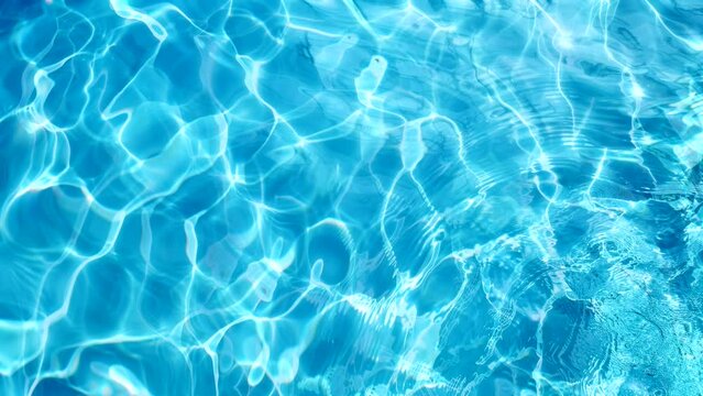 blue water flow background on swimming pool for summer concept video looping background 