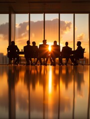 Fototapeta premium A group of managers and executives in a boardroom, discussing and planning organizational policies