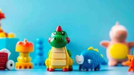 Obraz premium illustration toys on clean blue background