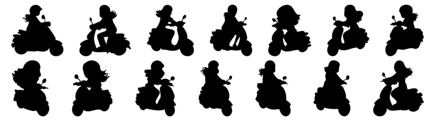 Moped scooter silhouette set vector design big pack of illustration and icon