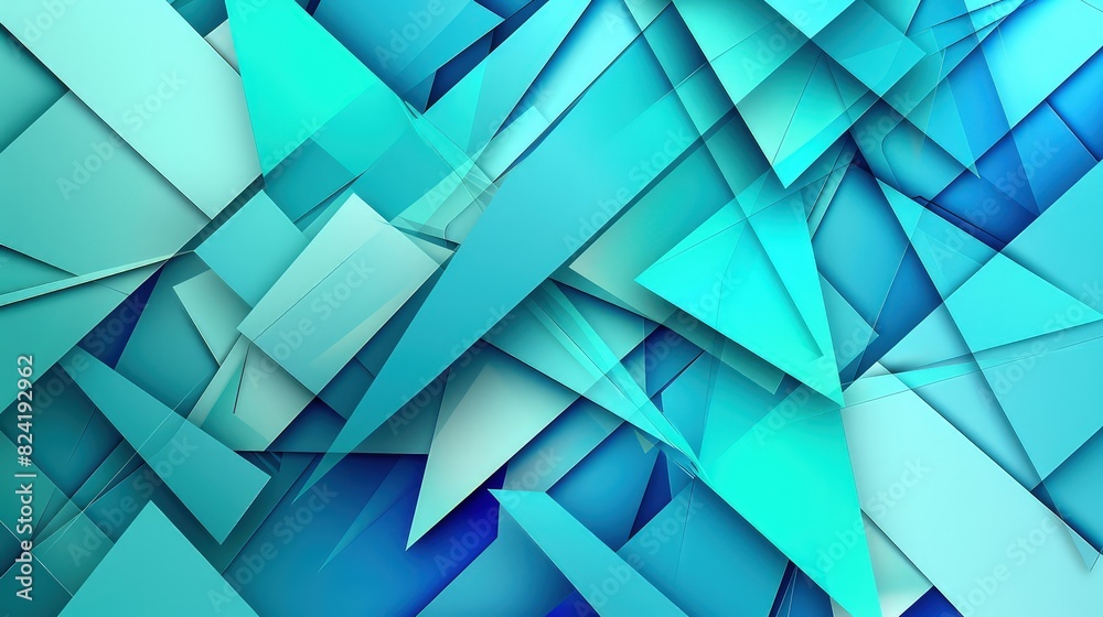 Canvas Prints a geometric abstract background featuring overlapping triangles in varying shades of blue and turquo
