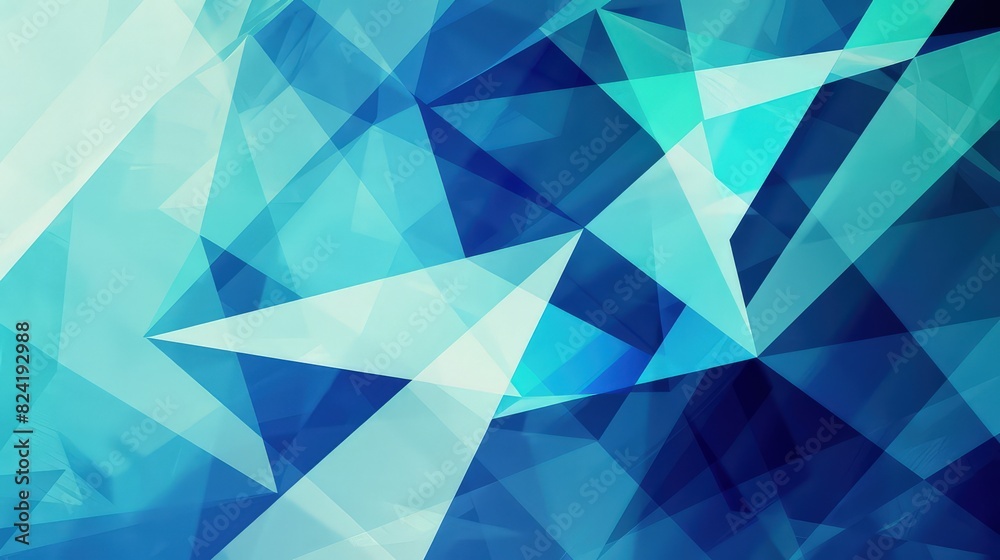 Wall mural a geometric abstract background featuring overlapping triangles in varying shades of blue and turquo