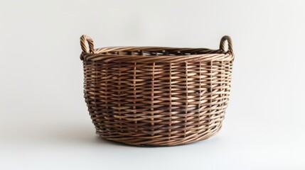 Wicker basket separated on a white backdrop
