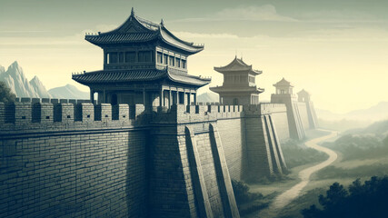 Majestic Ancient Wall: Guardians of the Past