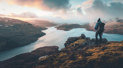 Obraz premium photographer in the landscape generative ai