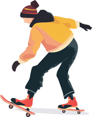 Obraz premium Skateboarder riding on a skateboard, illustration.