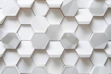 Panoramic Wall of Random shifted white honeycomb hexagon background wallpaper with copy space