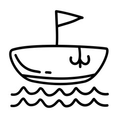 sailing boat of healthy lifestyle and relaxation doodle icons