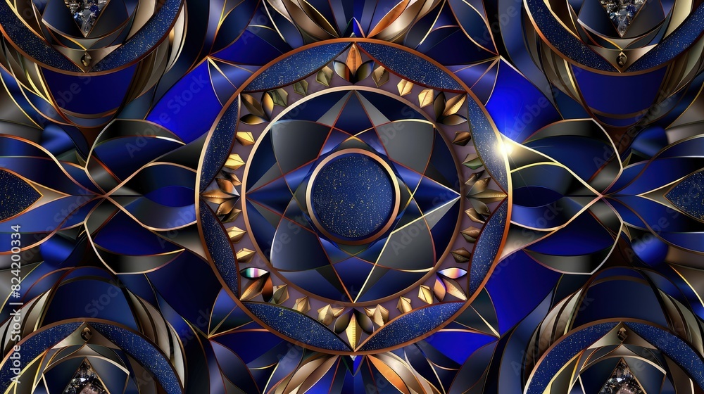 Canvas Prints a luxurious geometric abstract background showcasing symmetrical circles and diamonds in shades of r