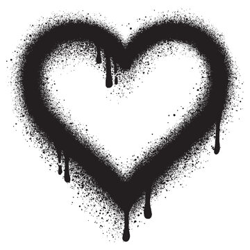 Spray graffiti heart symbol isolated on White background.