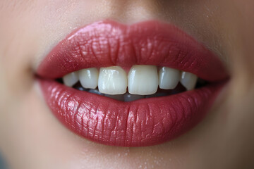 Obraz premium Beautiful young woman female smiling showing perfect white teeth. Dental stomatology whitening and treatment advertisement concept.