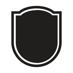 black shield icon element with a line frame