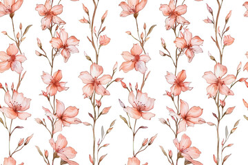 Watercolor floral seamless pattern. Print with abstract flowers, leaves, and plants