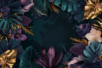 Pre made templates collection, frame - gold, dark, navy, purple, emerald textures backgrounds. Wedding concept. Floral poster, invite. Greeting card, invitation design background, birthday party