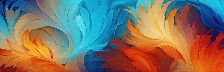 Vivid Abstract Featherlike Swirls in Warm Hues