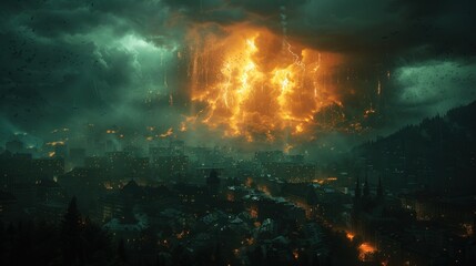 Naklejka premium Hyper-detailed thunderstorm lighting in a corporate growth setting