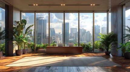 Realistic corporate environment featuring thunder and growth motifs