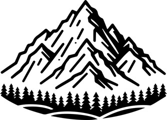 Mountain and Forest Illustration. Hiking, Adventure, Camping Vector Illustration