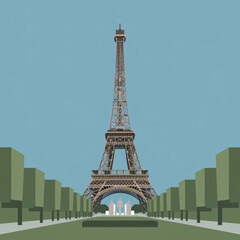 A digital artwork featuring the iconic Eiffel Tower.