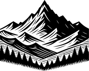Obraz premium Mountain and Forest Silhouette. Camping, Mountain, Adventure, Hiking PNG