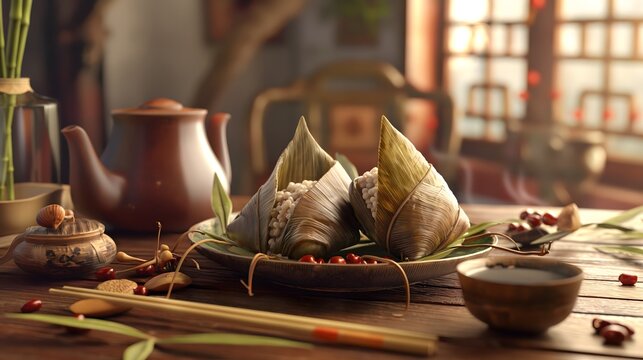 zongzi displayed on table