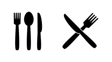 spoon and fork icon set. spoon, fork and knife icon vector. restaurant icon