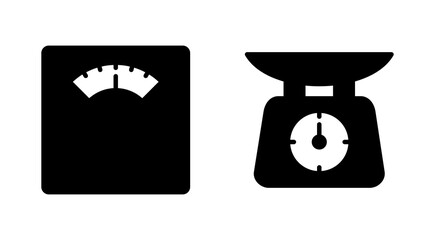 Scales icon set. Weight scale icon. Law scale icon. Justice