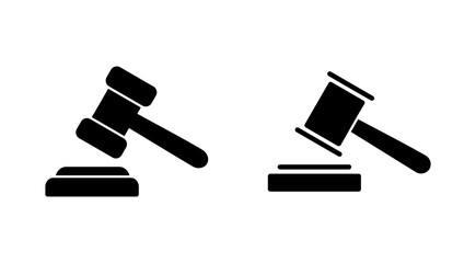 Gavel icon set. judge gavel icon vector. law icon vector. auction hammer