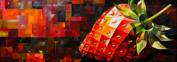 Strawberry geometric painting.