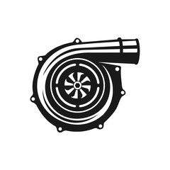 Isolated monochrome illustration of car turbocharger on white background template