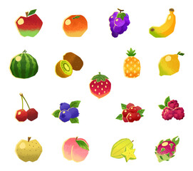 絵本風フルーツイラストアイコンセット